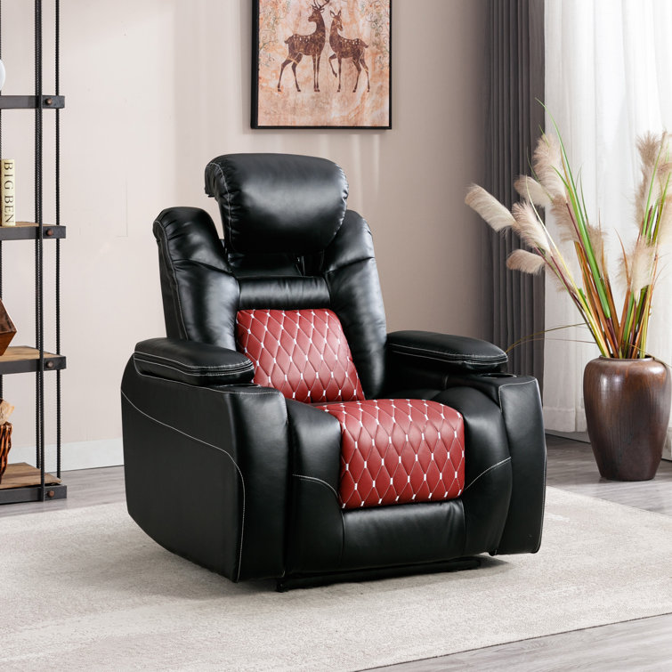 Overstuffed shop leather recliner